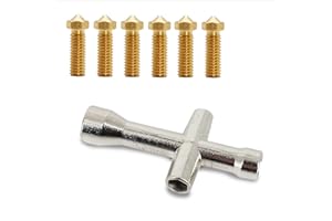 ARTILLERY 3D EXPERT Lot de 6 buses officielles Volcano 0,2mm en Laiton + clé en croix adaptable 7mm / 5,5mm de diamètre : Kit pour remplacement de buse imprimante 3D FDM