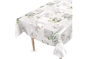 ANRO Obrus ceratowy na stół, zmywalny, 100 x 140 cm, krawędź cięta, orchidea SPA, łatwy w pielęgnacji