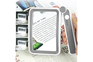 Tobegiga Rechargeable Reading Magnifier with Light - Large 4.72 x 2.95 Inch Handheld Magnifier with Dimmable LED for Seniors and Visually Impaired - Lightweight USB Magnifier for Reading Newspapers