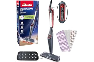 Vileda Steam Plus Pro XXL Dampfreiniger | Tötet bis zu 99,9% der Bakterien & Viren | Für empfindliche Böden | 4 Dampfstufen | Abstellunterlage | Eco-Verpackung