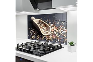 ARTHUB® Crédence de Cuisine en Verre 60x100 cm, Seasoning Table Scoop | Protection Contre Les éclaboussures, Revêtement Mural en Carreaux, Plaque en Verre, Verre trempé, Aliments, Épices