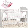 WYSWYG Breathable Mesh Cot Bumper, 2 Pieces of Adjustable Breathable Cot Bumpers for Cot Bumper with Easy Install Velcro for All Sorts of Cribs,170 cm,Pink