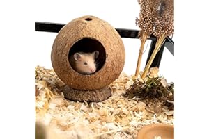 Niktule Casetta per criceti con Apertura Forata, casetta in Noce di Cocco per criceti, Giocattolo da Masticare per Piccoli Animali, Cuccia per Animali Domestici, Accessori per nidi per gerbilli, Topi