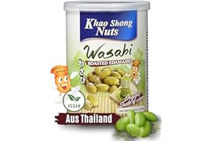 ‎KHAO SHONG Khao Shong - Geröstete Edamame mit Wasabi – Geröstete Sojabohnenkerne mit Wasabi Geschmack – Snacks, Nüsse & Erdnüsse aus Thailand – 1 x 120g