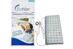 BEHLER INSTRUMENTS Termoforo Elettrico HP19301 PLUS 60x30cm - 6 livelli di calore regolabili - Cuscino Riscaldante Elettrico - Timer spegnimento automatico 30/60/90 min - Pad Elettrico ideale per Schiena, Collo e Addome
