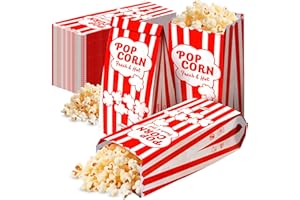 A2S PROTECTION Bolsas de Palomitas de maíz de 2 oz, Paquete a Granel de 125pcs, Bolsas de Papel de maíz Individuales Grandes Blancas y Rojas, Noche de Cine, Mini Cajas de Aperitivos, Suministros de Fiesta o Juegos