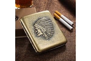 OHAODUO Papierośnica w stylu retro, vintage, metalowa, na 20 papierosów, ze stali nierdzewnej, 20 papierosów, dla mężczyzn, kobiet, mężczyzn (YIN)