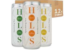 HOLOS Sparkling Tea Mixed Pack - Organic Sparkling Tea with Kombucha Culture - Gut Health Drink with Natural Ingredients and Added Fibre - Three Delicious Flavours Brewed in the UK - 12 x 250ml
