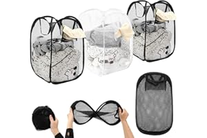 STARANRY 3 Stück Pop up Wäschekorb, 30x30x56 cm faltbarer wäschekorb, Tragbar laundry baskets aus Netzmaterial, wäschekorb faltbar mit henkel für Badezimmer, College Dorm, Camping, Kinderzimme