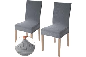 Viste tu hogar Pack 2 Stuhlhülle Esszimmer und Zuhause 45 bis 55 cm, 100% Hochwertiges Polyester, Elastisch, Reinigen, Labyrinth Design, Grau