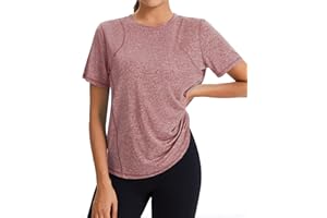 Gyabnw Women's Gym Tops Crew Neck Short Sleeve Quick Dry Workout Shirts Lightweight Breathable Mesh Fitness T-Shirts Activewear for Women