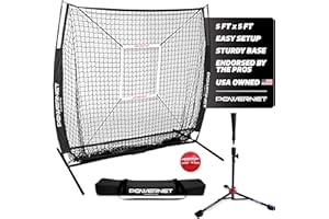 PowerNet 12,7 x 12,7 cm Übungsnetz + Deluxe-Tee + Schlagzone + gewichteter Trainingsball-Paket, Baseball-Softball, Schlag-Coaching, Arbeiten Sie an Pitch-Genauigkeit, Bauen Sie Vertrauen auf die