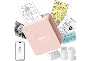 Nelko PM230 Mini imprimante Thermique Portable avec 3 Rouleaux de Papier, Imprimante Thermique Mini Photo Printer sans Encre avec Plusieurs modèles pour téléphone et Tablette, Bureau, Maison, Rose