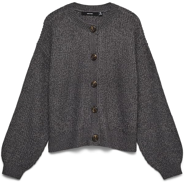 VERO MODA Vmzuzu Ls V-Neck Cardigan, Dark Grey Melange, M