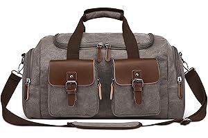 DEEVORCA Vintage Uomo Borsone da Viaggio a Mano 50L Grande Borsone da Weekend La Notte pour Sportiva Vacanza All'aperto Campeggio Casuale Borsa a Tracolla Tela Elegante Uomo Borsa Tote Grigio