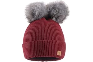 MFAZ Morefaz Ltd Mujer Gorro de Invierno Beanie Sombrero De Invierno Doble Pompón Esquí de Moda