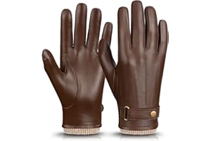 OZERO Męskie zimowe rękawiczki ze skóry nappa, ciepłe kaszmirowe rękawiczki do ekranu dotykowego, prezenty termiczne na zimną pogodę dla taty lub męża