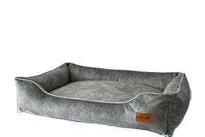 Halkalife Divano per Cani Impermeabile e Resistente all'abrasione. Divano Lussuoso e Glamour per Un Cane o Un Gatto. Letto Morbido per Cani. (M (80x50x18 cm), Grigio)
