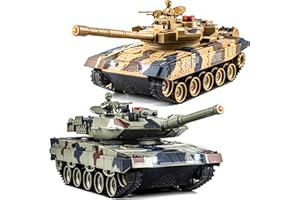 SUPDEX Carro Armato RC, 1/24 Telecomando Carro Armato, Russo T90 e Leopard II Serbatoio Telecomandato 2,4 GHz con Luce e Fumo, Giocattolo Carro Armato, Adatto per Bambini dai 6 Anni in Su, Regalo Ragazzi