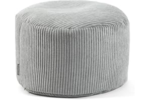 ‎MOKEBO mokebo® Pouf, Hocker o. Sitzhocker aus Cord 30x50 cm 'Der Faule Lenz', Bodenkissen in Grau, Fußhocker, Indoor Sitzkissen rund aus Stoff, Puff, Sitzpouf, kuschelig & weich, mit EPS-Perlen Füllung