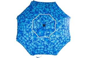 CREVICOSTA QUALITY MARK MARCAS DE CALIDAD - Sombrilla 200 cm con Espiral y Poste de Recorrido Total. Protección total contra los Rayos UV. 8 Varillas (Bahamas)