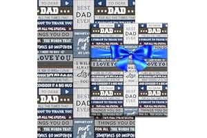 GYOUNGT 4 PCS Best Dad Birthday Wrapping Paper Sheets, Father's Day Gift Wrap Perfect for Man Wrapping Paper