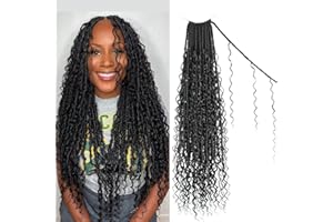 Enbeautiful Boho Faux Locs Crochet Hair 9 Packs 24 Inch Pre-Looped Goddess Soft Locs with Curly Ends Bohemian River Loc Crochet Hair Extensions for Women, 1B#