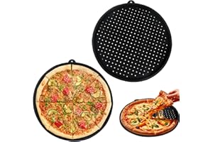 LEMGYIAMZ Plaque Pizza Four, Plaque de Cuisson PerforéE, Plat a Pizza Plaque Four Universelle, Assiette Pizza Barbecue, Rondes Plat a Tarte 33 cm, AntiadhéSif Silicone Patisserie Plateau, Noir