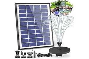 AISITIN 6.5W Solar Fountain Pump with1500mAh Battery Solar Water Pump Floating Fountain, 6 Nozzles, for Bird Bath, Fish Tank, Pond or Garden Decoration