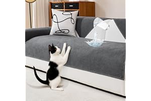 ‎DEEPDREAM DeepDream Wasserdicht Sofa Überzug Chenille Sofabezug, Kratzfest Hund Katze Sofaschoner, Rutschfester Sofa Cover Couch Überzug 2 3 4 Sitzer für U Form L Form Sektionssofa (Dunkelgrau, 90 * 160cm)