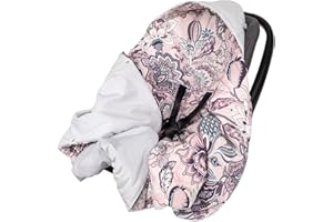 Infantilo Universal Baby Boy Baby Girl Hooded Cosy Toes for Car Seat Blanket Wrap for Babies with Hood Baby with Holes for 3-Point Harness Straps Pushchair, Pram, footmuff (Boho Pink)