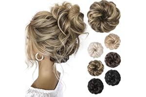 REECHO Thick Synthetic Ponytail Extensions - Messy Hair Bun Donut with Highlights