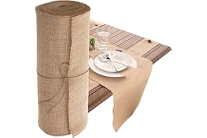 HEMEIREN HCTX Jute Table Runner,30*200cm Hessian Roll, Burlap Fabric,Natural Rustic Table Runner for Coffee Table Decoration Wedding Party (1 Roll)