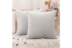 MIULEE Fundas de Cojines Funda de Almohada de Terciopelo para Sofá Silla con Cremallera Oculta Suave Fundas Cojines Decorativos para Cama Sala de Estar Dormitorio 2 Piezas 45x45 cm Blanco Grisáceo