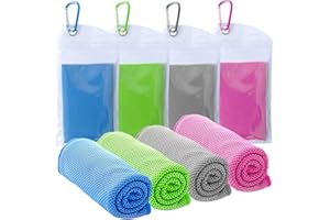 SZELAM 4 Packs Cooling Towel (40"x12"),Ice Towel,Soft Breathable Instant Towel,Microfiber Cool Towel for Yoga,Golf,Sport,Gym,Workout,Camping,Fitness,Outdoor &More Activities (Blue/Green/Grey/Rose Red)