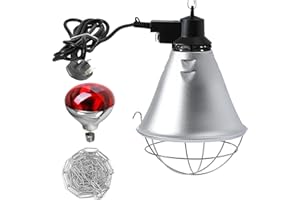 tifee 250W Infrared Heat Lamp for Poultry – with 2.5m Cable & 2m Hanging Chain, 2 Energy-Saving Switches, Brooder Bulb for Chickens, Ducks, Puppies, Piglets & Livestock