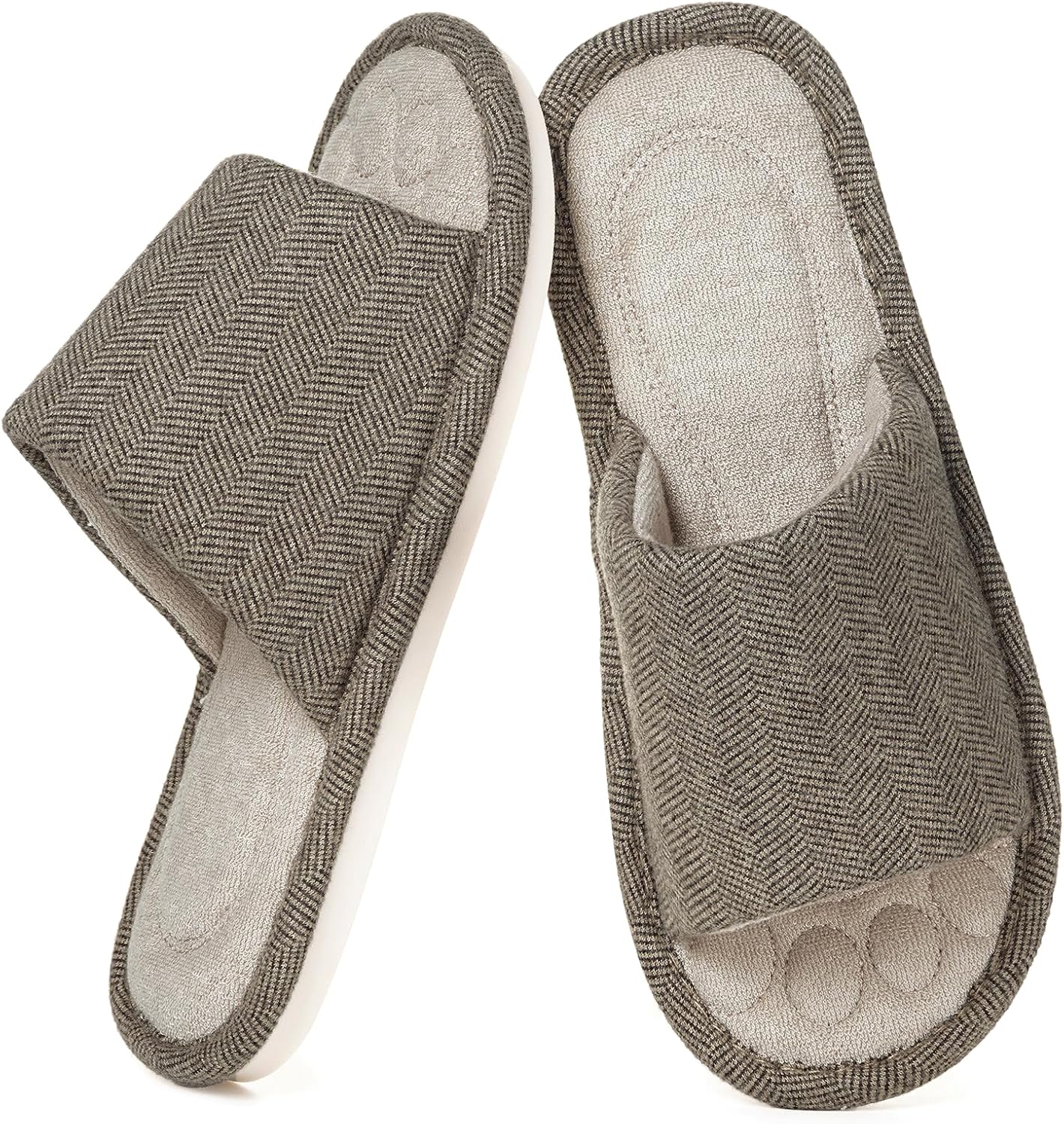 Zapatillas Casa Mujer Hombre Cómoda Espuma de Memoria Transpirable Algodón Pantuflas Punta Abierta Antideslizante Slippers Verano