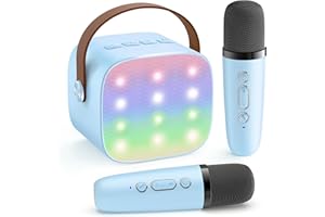 Karaoke Machine for Kids, Portable Bluetooth Speaker with 2 Wireless Microphones,18 Pre-Loaded Songs, Birthday for 3 4 5 6 7 8 + Year Old Boys Toys - MULTICOLOR