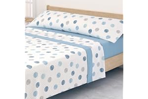 Victorio & Lucchino Juego de sábanas Coralina, térmica para Invierno, Tacto Suave - Modelo Luna (Celeste, 135/140 cm)