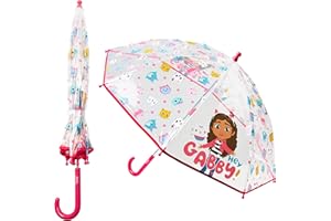 Gabby's Dollhouse Stick Umbrella for Girls, Clear Dome Lightweight Kids Umbrella Travel Accessories - Girls Gifts