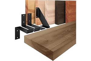 LAMO Manufaktur mensola in legno, mensola pensile Industrial, Nocciola/Nero 80cm, LWG-01-A-004-80JS