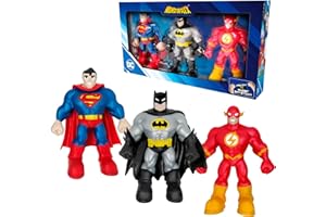 Bizak MONSTERFLEX DC, Pack de 3 Figuras de Tus superhéroes Favoritos, muñeco Extensible y elástico, 25 cm, para coleccionar, Adultos Fans coleccionistas, niños +6 años, (64392024)