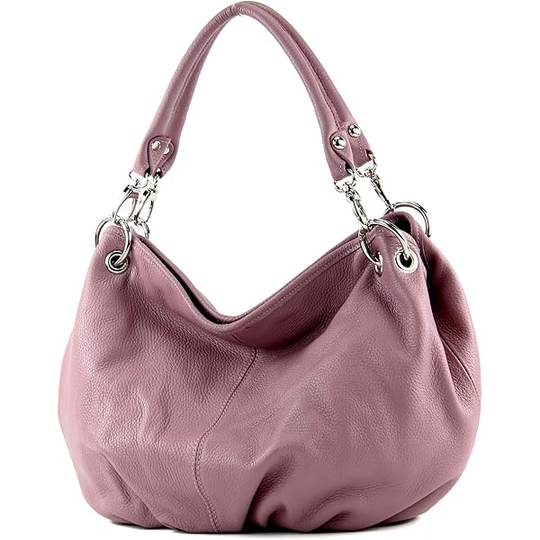 Modamoda De Damen Schultertasche - Großer Leder Shopper Handmade In Italy