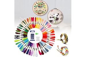MAKEASY Fils à Broder - 50 Couleur Set - Fil Bracelet Brésiliens Multicolore - en Polyester et Coton Doux - Kit Broderie au Point de Croix pour Débutants Adultes et Enfants
