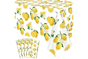 Inspireyee 4 Pack Zitrone Tischdecke Zitronen Sommer Party Tisch Decken Rechteck Zitronen Tischdecke 51 x 86 Frühling Sommer Zitrone Thema Geburtstag Party Picknick Zubehör(Lemon-4)