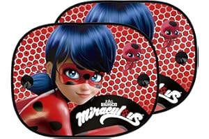 Miraculous 1 Set di 2 Rideaux Pare-Soleil à Ventouses Latéraux Ladybug, Universel.