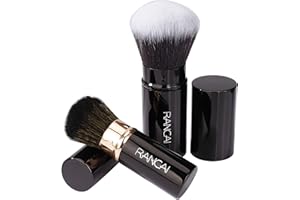 MENGH-SHOP Einziehbarer Pinsel Make-up Puderpinsel Weicher Make-up Gesichtspinsel Professionelle Puderbürste Tragbare Rouge-Bürsten für Foundation Lose und Kompakte Puder 2 Stück (Schwarz)