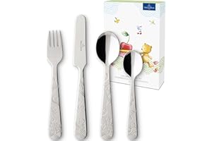 Villeroy & Boch - Kiddy Bears Posate Per Bambini 4 Pezzi, Lavabile in Lavastoviglie, Set di Posate, Acciaio Inossidabile