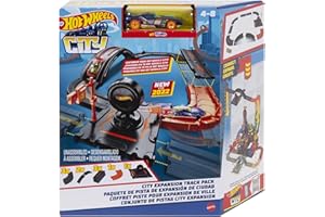 Hot Wheels City, Conjunto de 10 Piezas Que Incluye Base de Pista y Varias Piezas de Pista para Construir un Paisaje Urbano, con 1 Coche Hot Wheels, se Conecta a Otros Conjuntos, HDN95