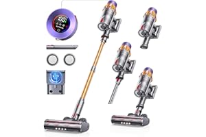 ‎SUNSARE SunSare Akku Staubsauger 600W/50000Pa/65Min, Staubsauger Kabellos mit Smart Display und Ladestation, Leichter Antiverwicklung Akkusauger, Super Leise akkustaubsauger für Hartböden Teppiche Tierhaare